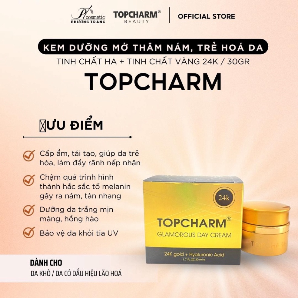 Kem dưỡng trắng mờ thâm nám TOPCHARM - giúp căng bóng trẻ hóa làn da 30g