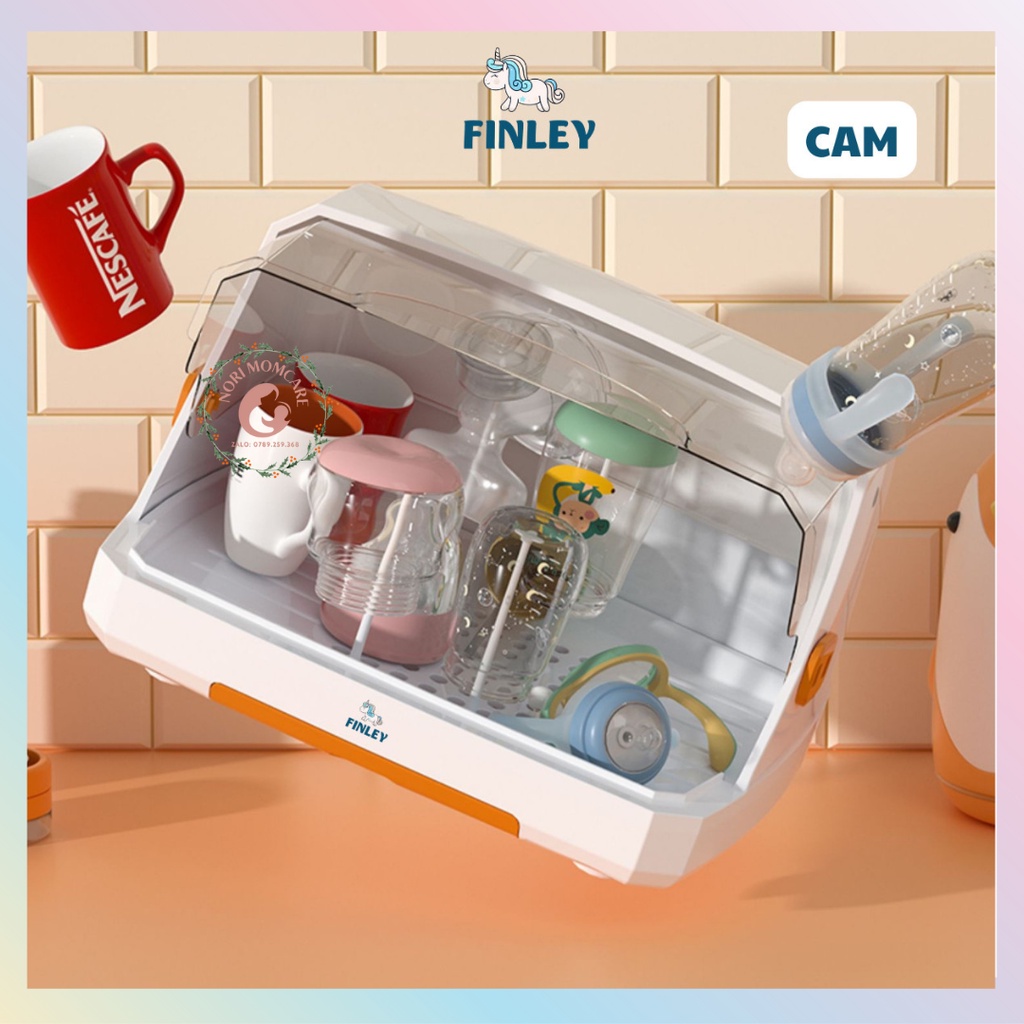 Giá / Khay úp bình sữa, chén dĩa, ly tách nhựa PP cao cấp có nắp đậy Finley