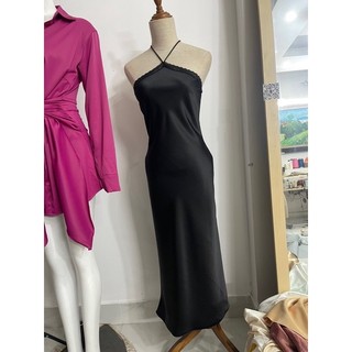 Đầm / váy lụa silk cao cấp mix ren cổ yếm sexy