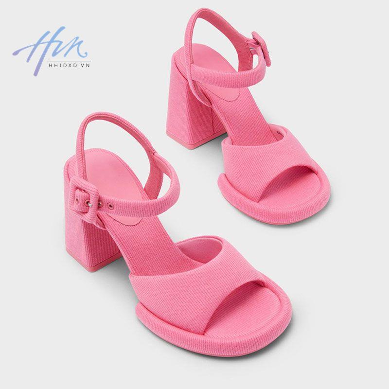Giày Sandal Cao Gót Hở Ngón Phối Khóa Cài Đơn Giản Thời Trang Dành Cho Nữ