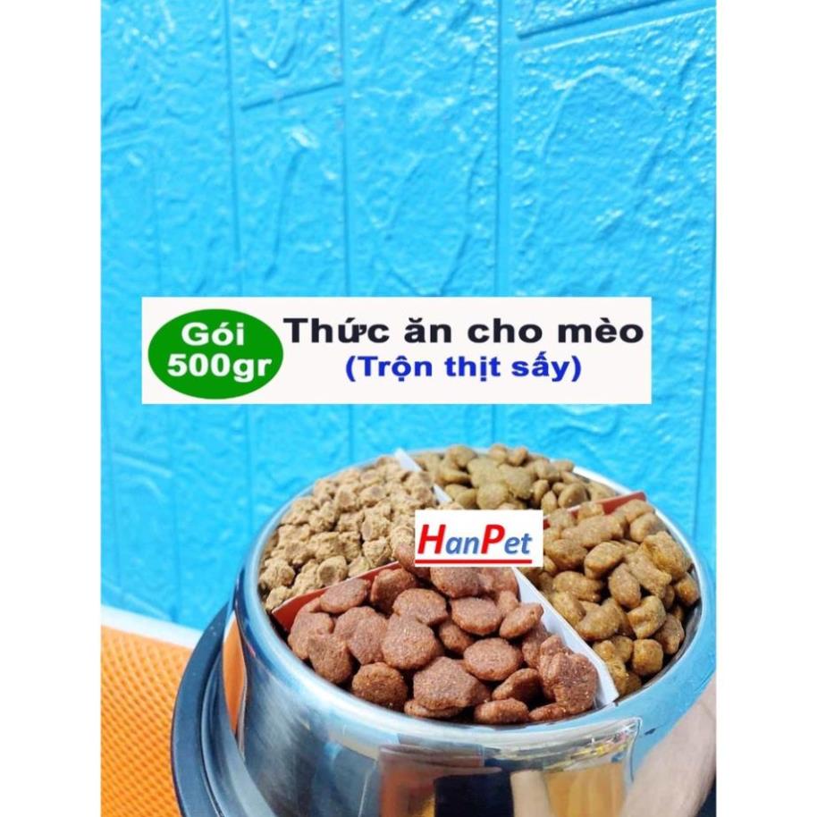 Thức ăn cho mèo 500gr Trộn thịt sấy