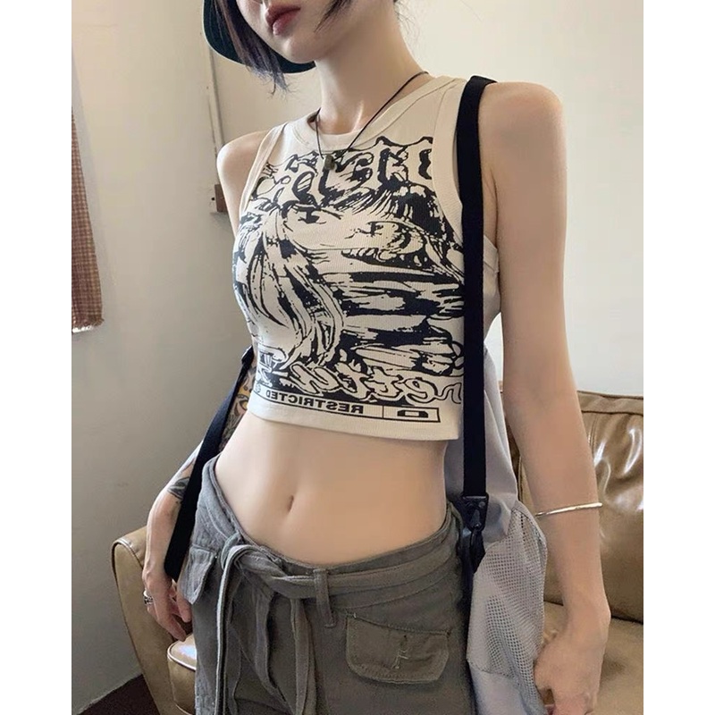 [Mã FADEP0610 giảm 10K đơn 99K] Áo croptop ba lỗ truyện tranh