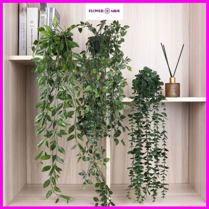Giỏ lá nhựa giả treo tường, để kệ tủ trang trí nhà cửa, ban công, cầu thang, nhà hàng xanh mát tự nhiên CC-01