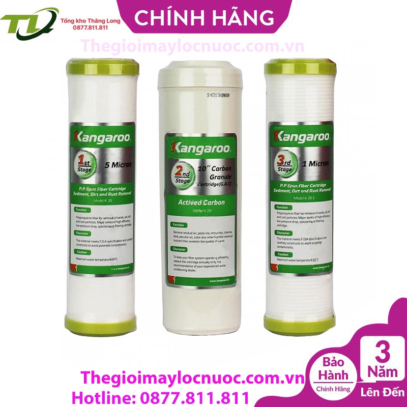 COMBO 4 lõi lọc Kangaroo số 123 và lõi RO Kangaroo