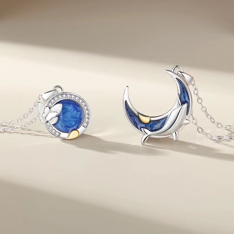 Hàng Mới Về Mới Dây Chuyền Mặt Hình Cá Voi / Bướm / Cá Voi Thời Trang Cho Cặp Đôi