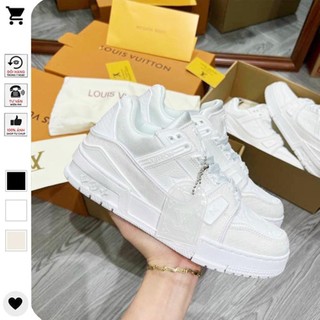 Giày lv louis vuitton trainer black white, giày sneaker lv nam nữ hàng cao cấp