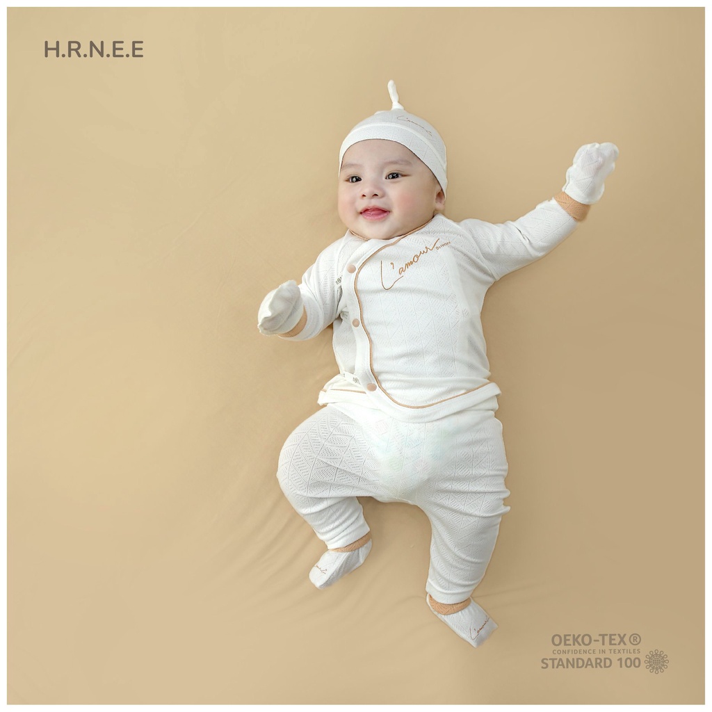 BỘ SƠ SINH DÀI TAY HRNEE VẢI THOÁNG MỀM MÁT