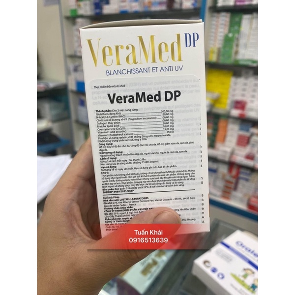 Viên uống trắng da, chống nắng Veramed DP - hộp 60 viên