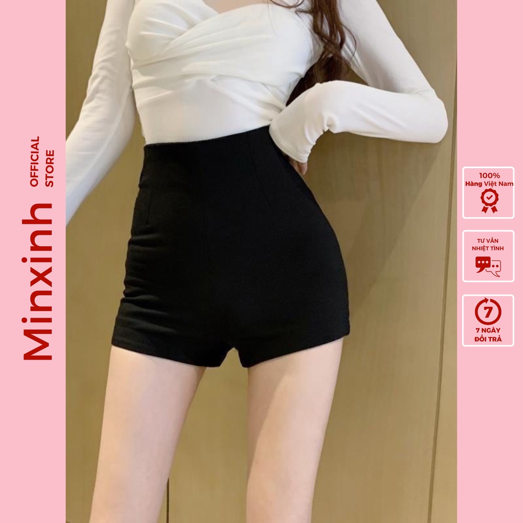 Quần short đùi nữ umi cạp khoá sau lưng tôn dáng chất mềm mại co dãn thiết kế ôm đùi Min Xinh Shop