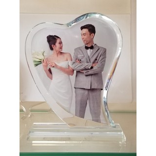 Pha lê trái tim lớn, in hình ảnh theo yêu cầu, quà tặng tình yêu, quà cưới đẹp lung linh.