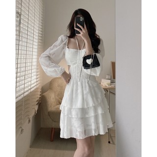 V021 Váy tơ cúp ngực khoét eo AUDREY