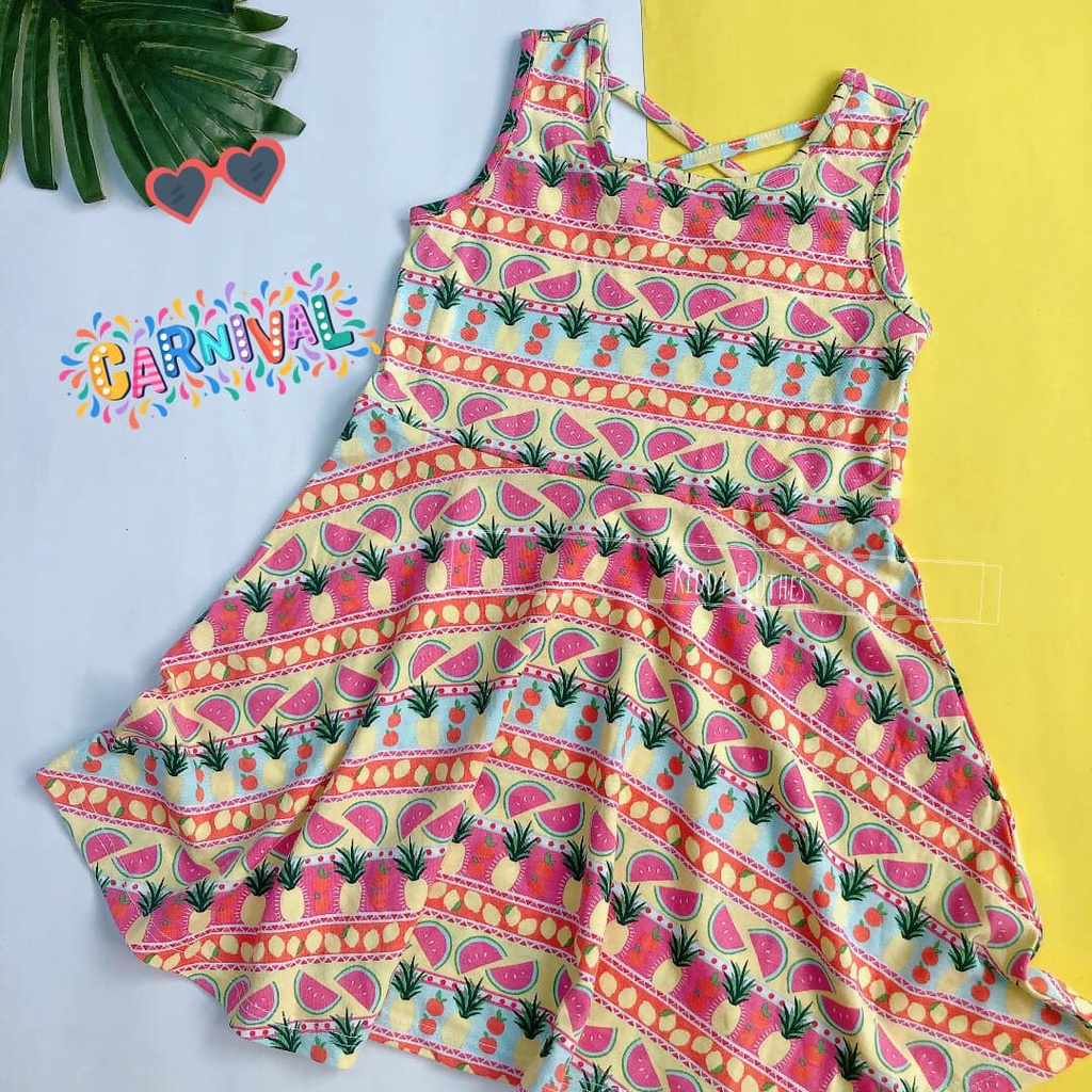 Váy cotton bé gái mặc hè thoáng mát size nhí màu sắc tươi sáng mẫu trơn và họa tiết/Đầm cotton mặc hè bé gái