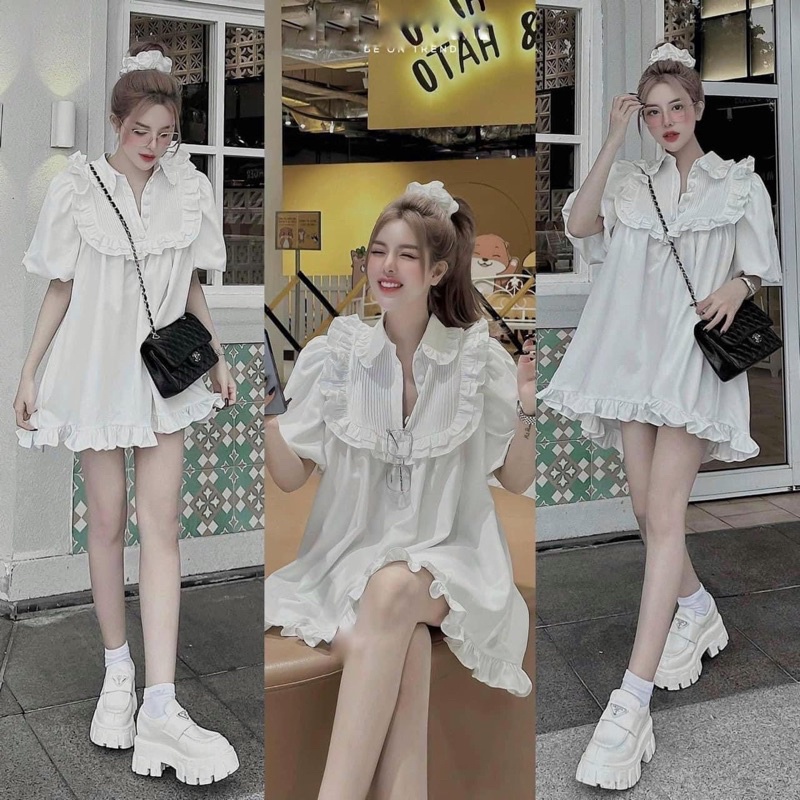 Đầm babydoll váy nữ tiểu thư sang chảnh đi dự tiệc tay phông ảnh thật hàng loại 1 semclothes | BigBuy360 - bigbuy360.vn