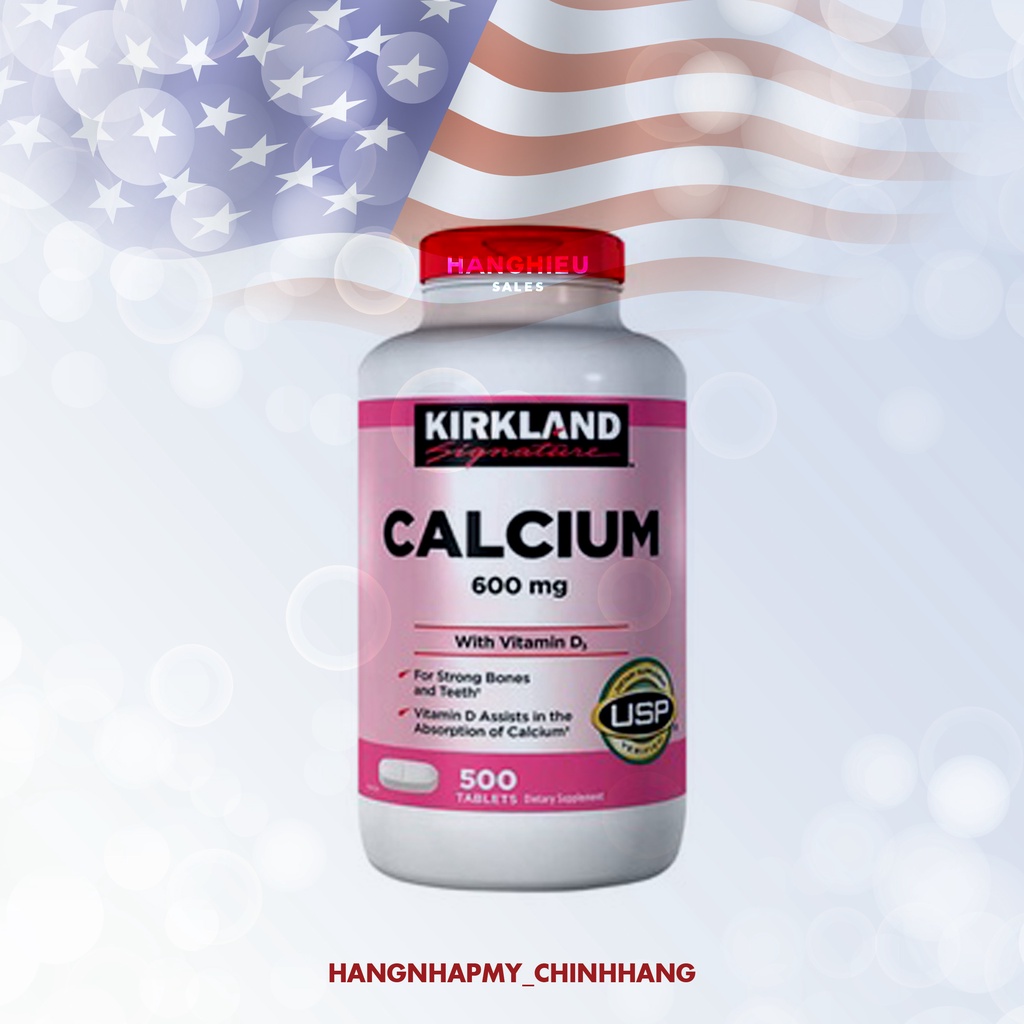 Viên Uống Bổ Sung Canxi &amp; Vitamin D3 Kirkland Calcium 600mg 500 Viên