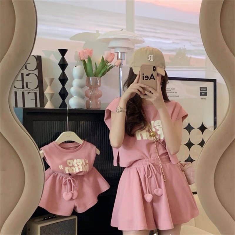 Set đồ đôi mẹ và bé gái xinh xắn Bộ quần áo cặp, váy đôi mẹ con 1 2 3 4 5 6 7 8 9 tuổi
