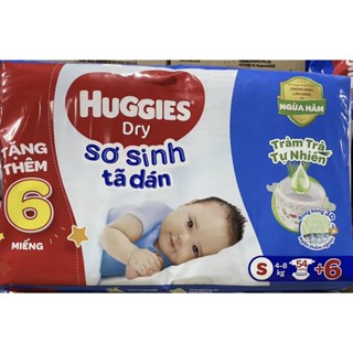 Sỉ-Tặng Thêm 6 Miếng- Tã dán sơ sinh Huggies S54 Tràm Trà Tự Nhiên Ngừa Hăm