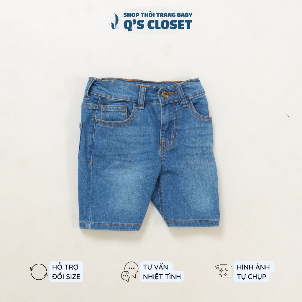 Quần short jean cho bé trai từ 14kg đến 36kg có độ co giãn, có tăng đơ