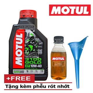 COMBO BÌNH 1L1 DẦU NHỚT XE SỐ MOTUL GOLD 3100 10W40 1100ml