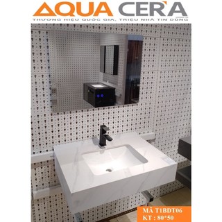 Bàn đá lavabo âm 80x50 chống trầy xước kèm giá đỡ treo tường