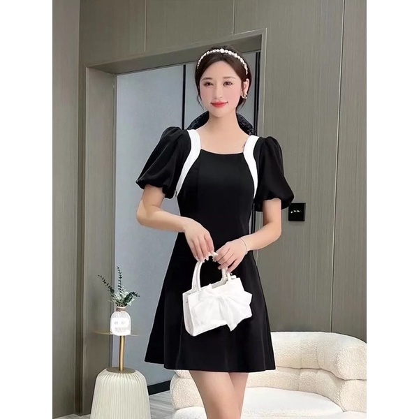 Đầm phối trắng cổ vuông Big size dành cho khách ngoại cỡ từ 60-90 ký