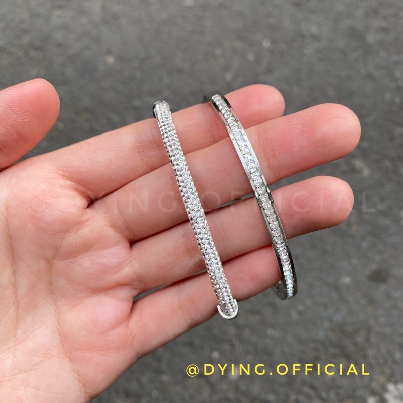 Kiềng/Vòng Cuff Đính Đá - Thép Titan KHÔNG RỈ