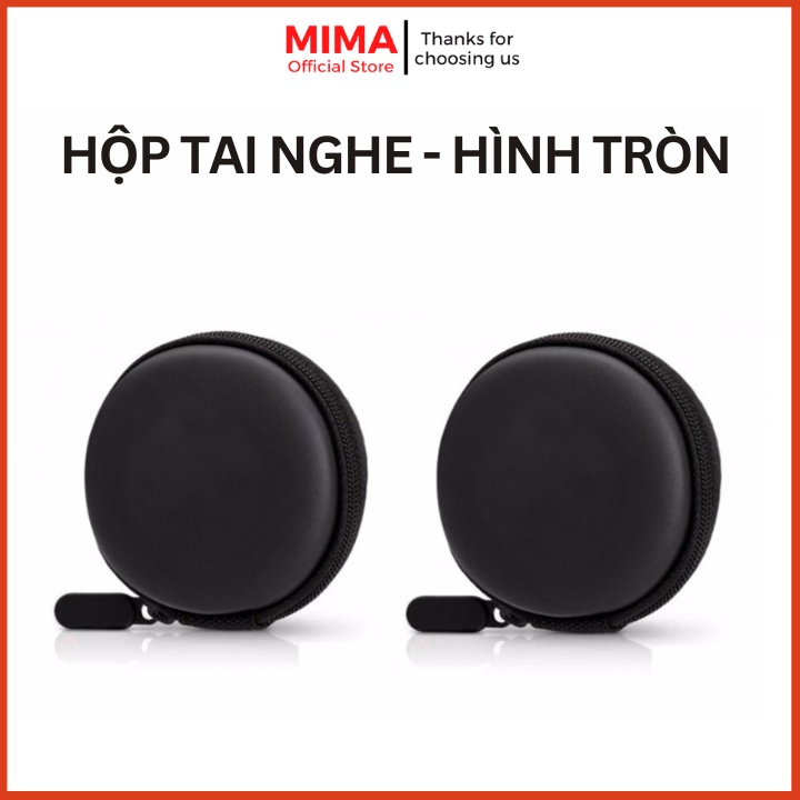Bóp Hộp đựng Tai nghe & Cáp sạc Hình tròn họa tiết, trơn giao mẫu ngẫu nhiên