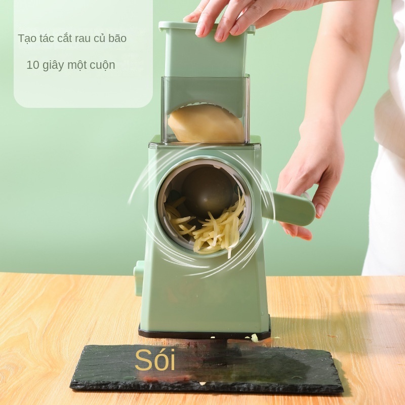 Máy Thái Lát Rau Củ Đa Năng Kèm 6 Lưỡi Dao Cắt - Thái Lát Bào Cắt Củ Quả