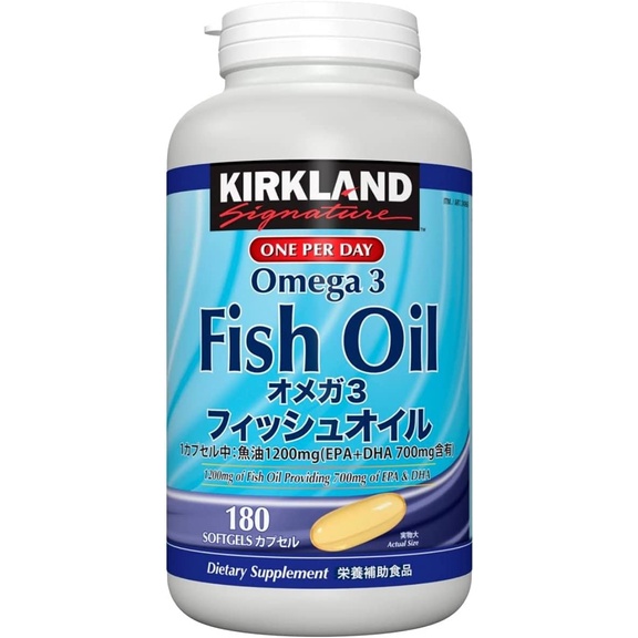 Viên uống dầu cá Kirkland Fish Oil Omega 3 180 viên xuất xứ Canada - Hàng chính hãng bán tại thị trường Nhật