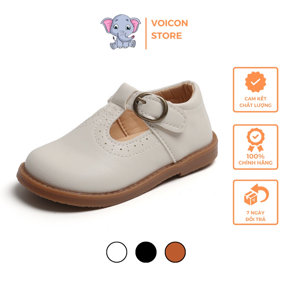 Giày cho bé phong cách Vintage, giày da PU quai dán chống trơn trượt bé trai bé gái (V725)
