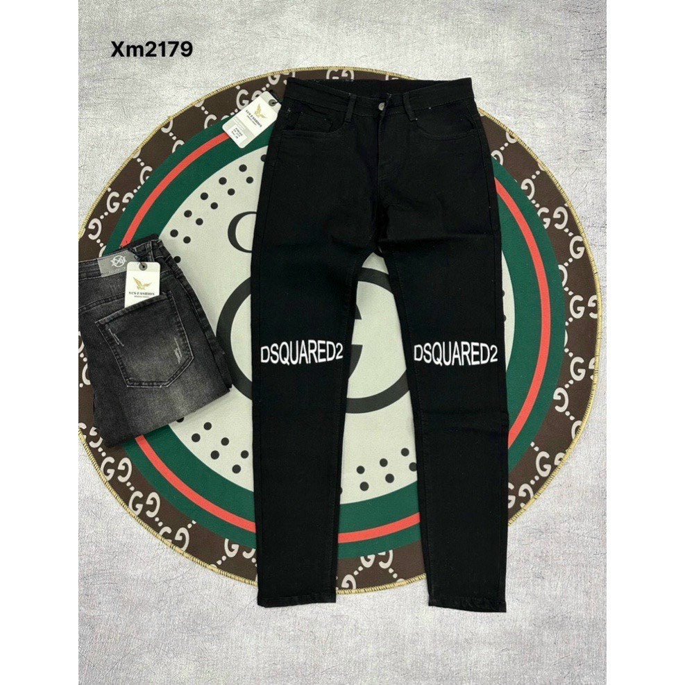 Quần jean nam đen khóa gối vá thỏ vải co dãn 4 chiều,mẫu hot nhất