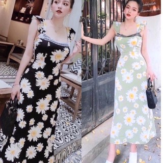 (40-60kg)Váy hoa cúc hai dây siêu dễ thương