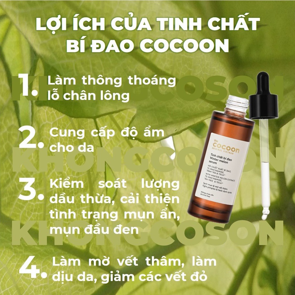 Tinh Chất Bí Đao Cocoon Winter Melon Serum Hỗ Trợ Giảm Mụn, Làm Mờ Vết Thâm 70ml PP bởi Shinjiru