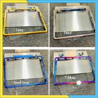 Khung Biển Số Xe Máy [SALE]: titan, vàng, inox, 7 màu dày, đẹp ( bộ 3 món)