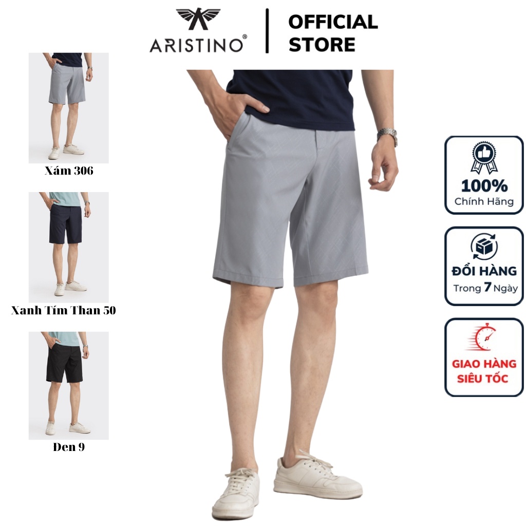 Quần short nam Aristino cao cấp ASO016S3 sóc ngố đùi 3 màu lựa chọn dáng Sooc âu suông vừa vải polyester mềm mại thấm hú