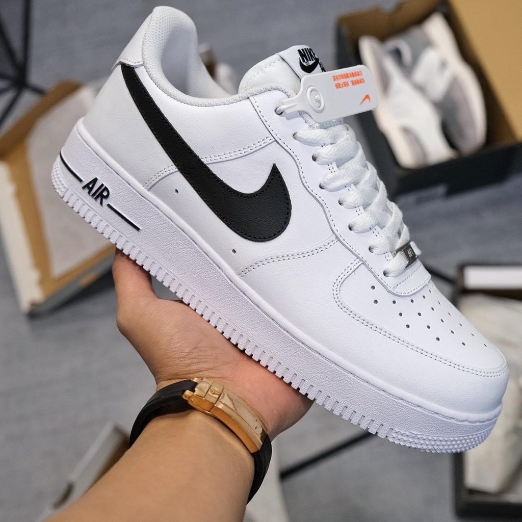 Giày _Nike Air Force 1 Trắng Vệt Đen Bản S.Cấp , Giày Thể Thao Sneaker AF1 Vệt Đen Nam Nữ Đế Air Đủ Size 36-44