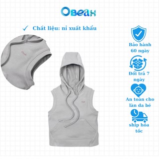 áo gile trẻ em mũ liền OBEAH màu ghi chất liệu cotton mè Fullsize 59 đến