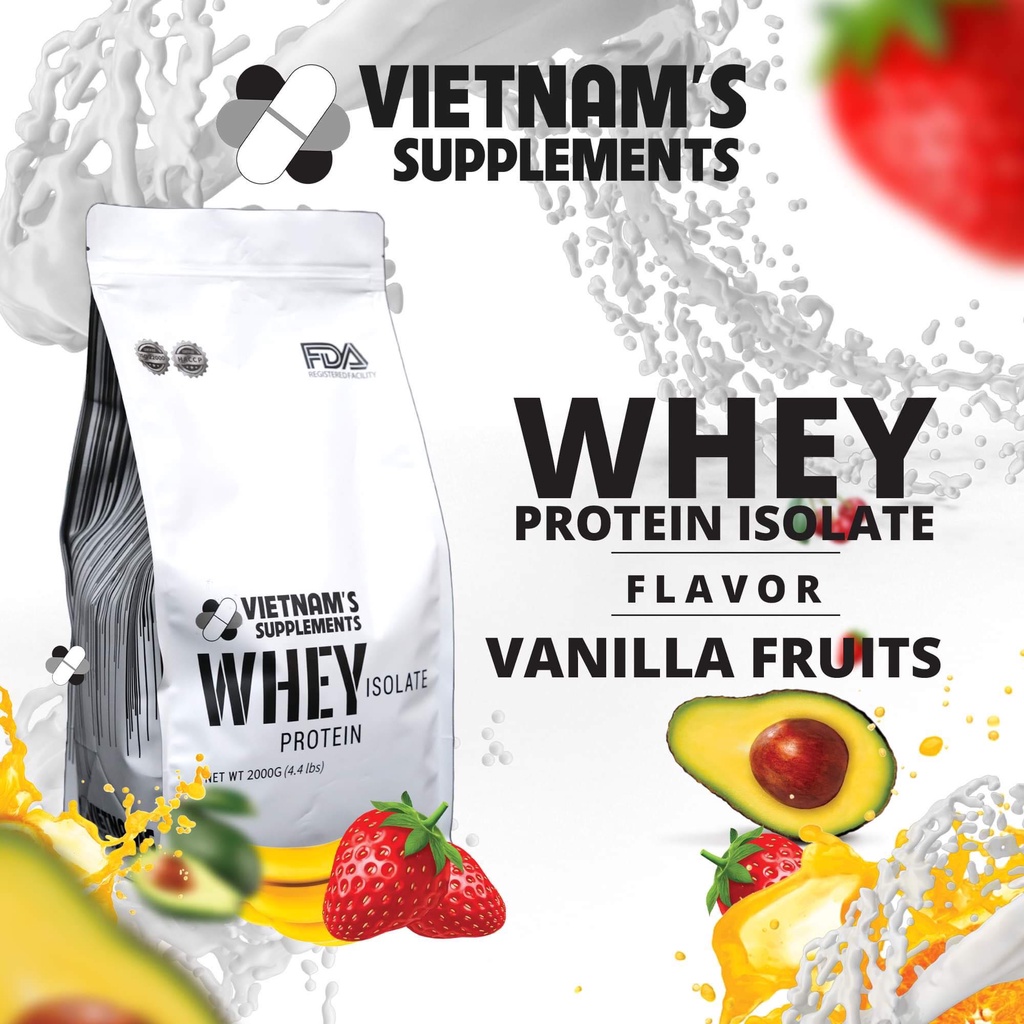 Bột Whey Protein Isolate bổ sung protein, ít calories, ít béo, tăng cơ 2000g - Vietnam's Supplements