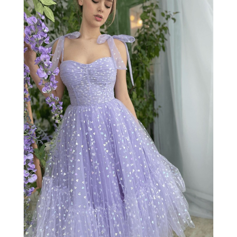 FREE SHIP SIÊU SALE ĐẦM LƯỚI TIM KIM SA THIẾT KẾ ÁO HAI DÂY NƠ , VÁY XÒE XINH XẮN , DỰ TIỆC BBB FASHION SHOP