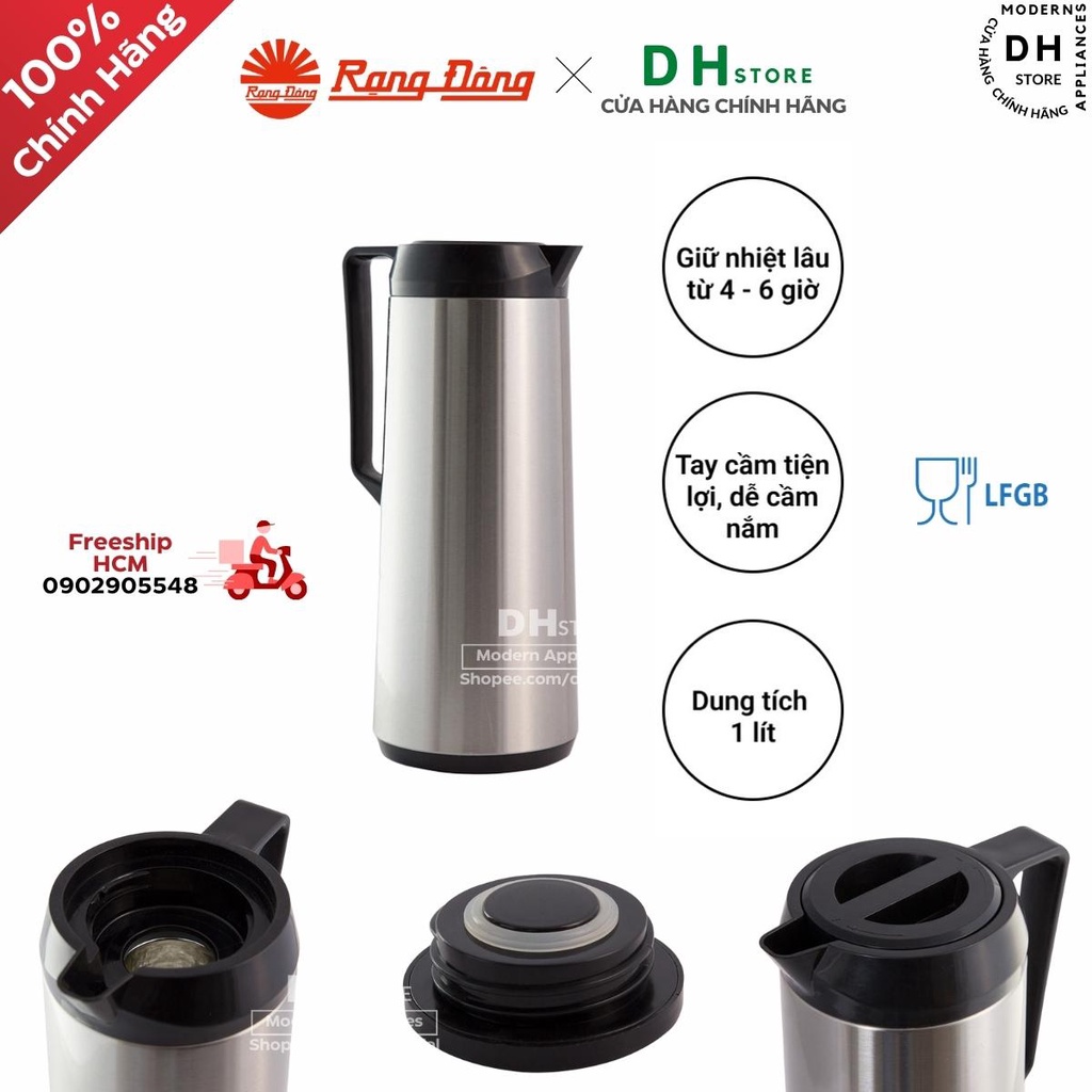 Phích nước giữ nhiệt Rạng Đông 1 Lít INOX RD-1040 ST2.E - Hàng chính hãng