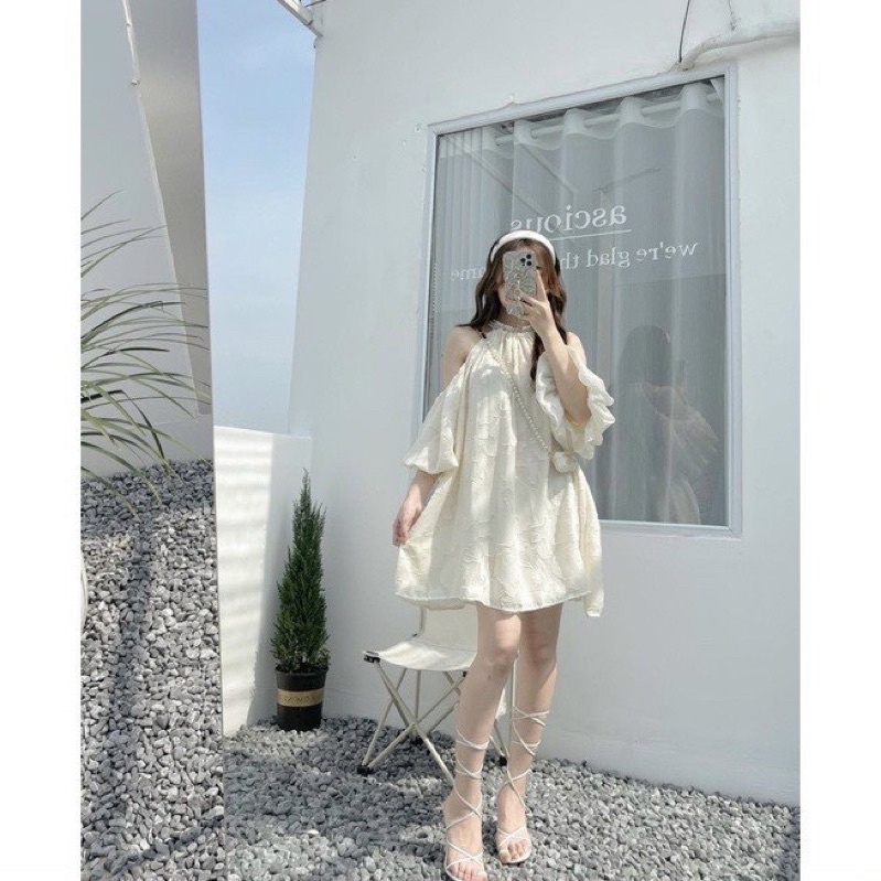 Đầm Yếm Ren Hoa Nổi âty Bồng Siêu Xinh Mã KH38