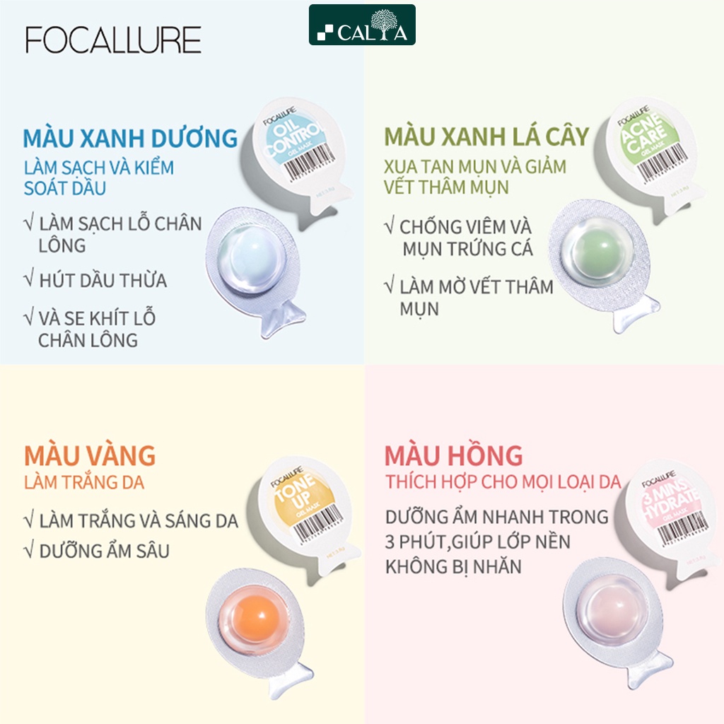 Mặt Nạ Focallure Dưỡng Ẩm, Kiềm Dầu, Dưỡng Trắng Da, Giảm Mụn - Focallure Small Egg Mask 3.8g FA-SC04