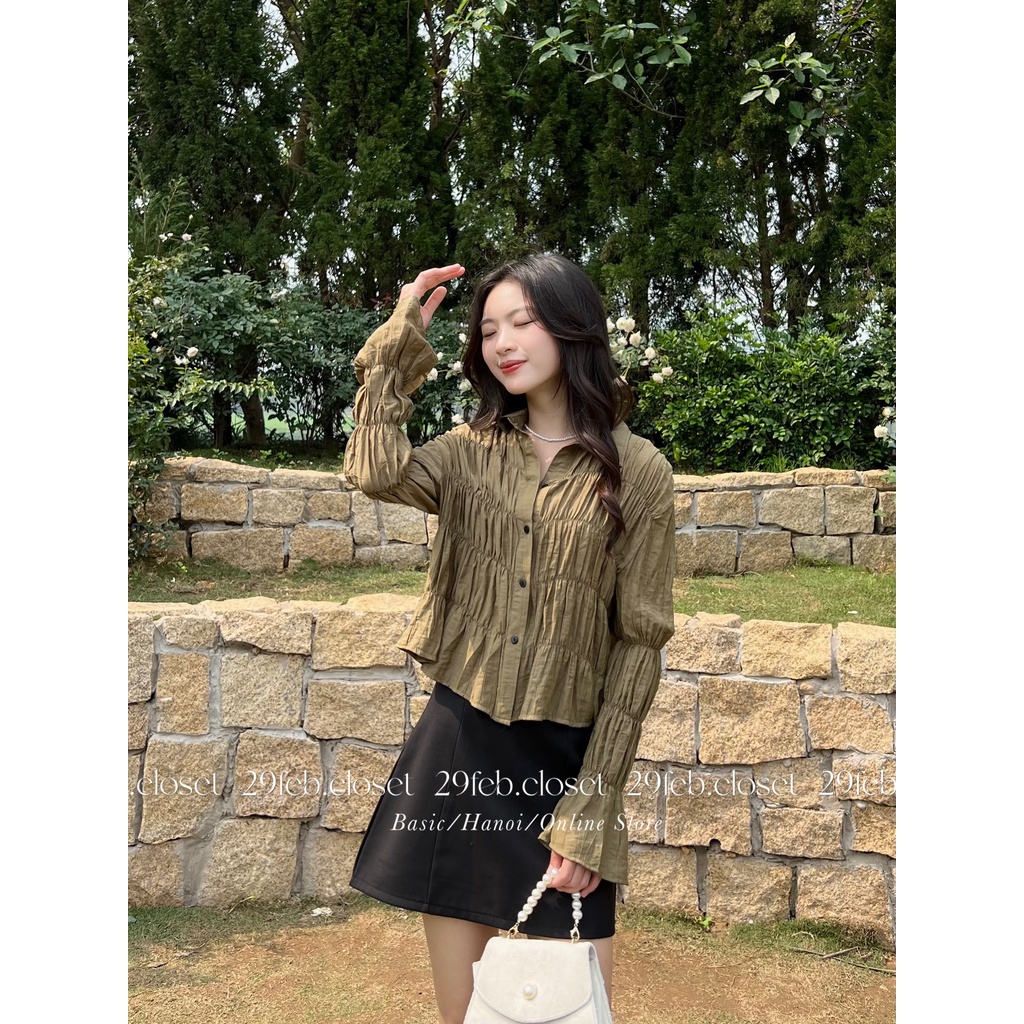 Áo sơ mi voan tơ mịn bo chun cách điệu - 29feb.closet - A216