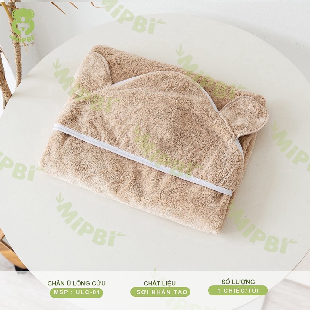 Chăn ủ Lông Cừu Mipbi Kích thước 90 x 105 cm Chất liệu sợi nhân tạo mềm mại