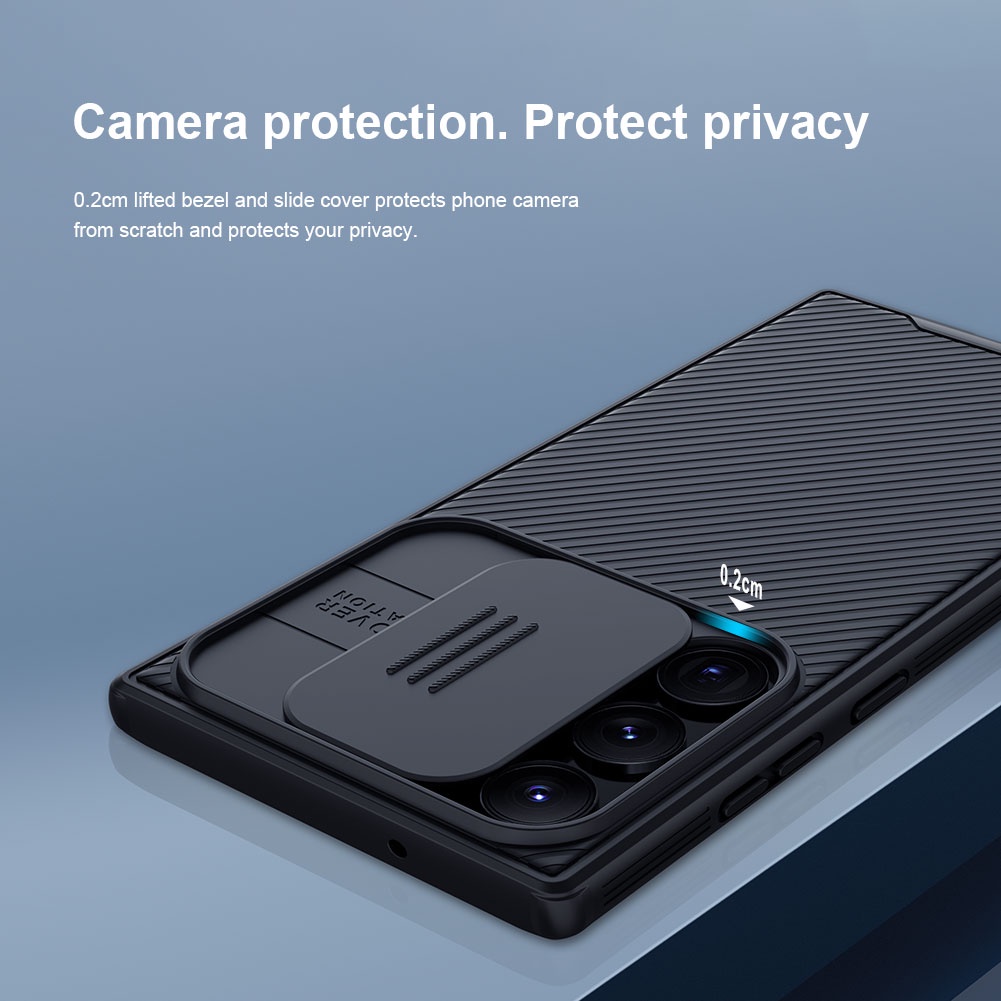 Ốp lưng PC vân sần , có lắp bảo vệ cụm camera cho Samsung Galaxy S23 Ultra - Nillkin Camshield Pro