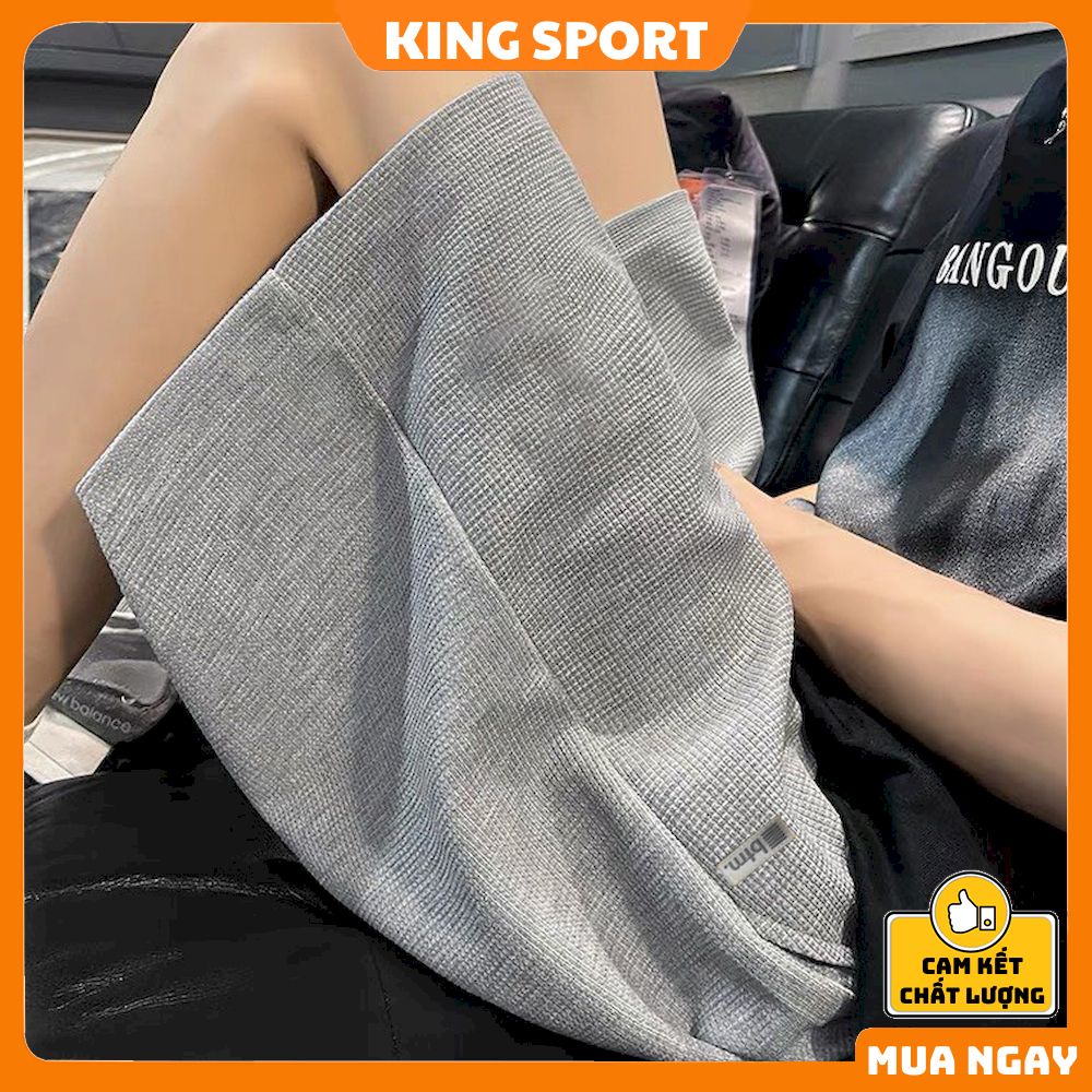 Quần short nam nữ tổ ong cotton KING SPORT Quần đùi mặc nhà thể thao ống rộng basic cao cấp dày dặn thoáng mát BTM QD005