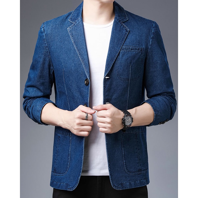 Áo khoác bò, áo jean nam cao cấp cổ vest thiết kế đơn giản chất vải loại 1 không xù không phai màu - Mã N54