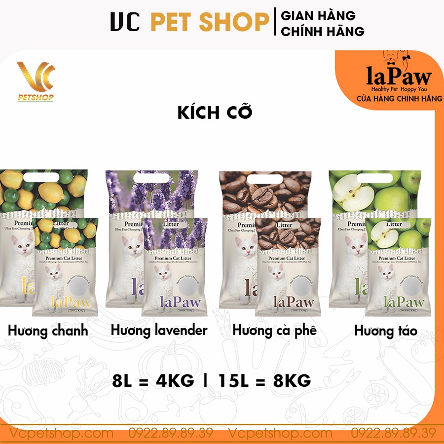 Cát vệ sinh cho mèo Lapaw mix than hoạt tính, cát đất sét cho mèo khử mùi tốt - VC Pet Shop