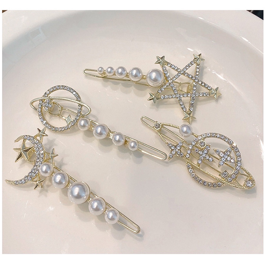 Kẹp Tóc Hình Hành Tinh / Mặt Trăng Đính Pha Lê Lấp Lánh Thời Trang Cho Nữ