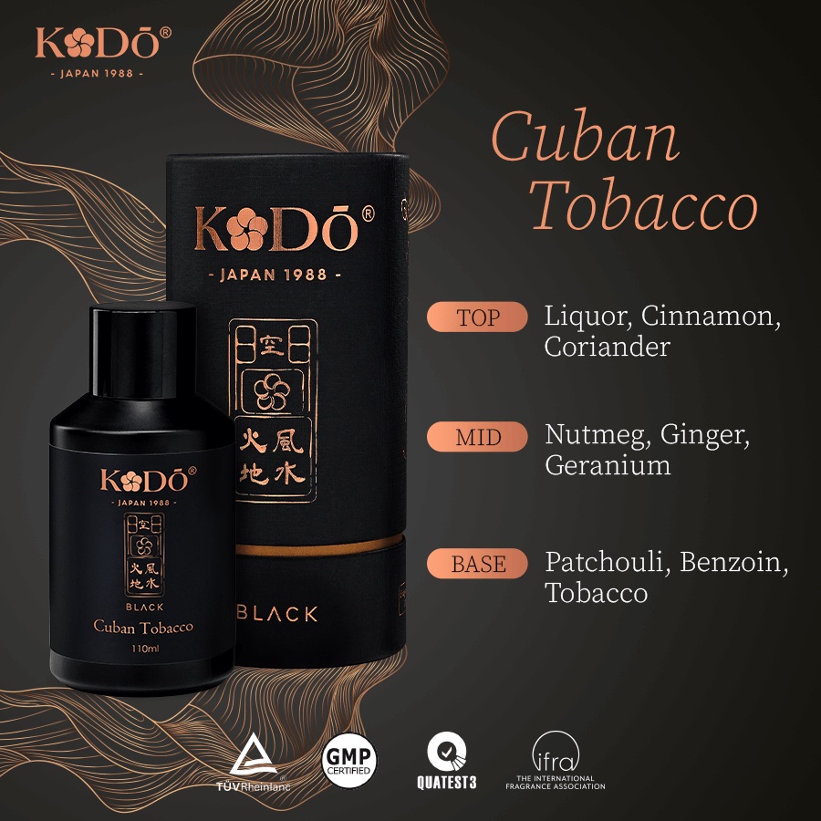 KODO - Cuban Tobacco - Tinh Dầu Nước Hoa Nguyên Chất - BLACK - 15ml/110ml+ QUATEST3 tested