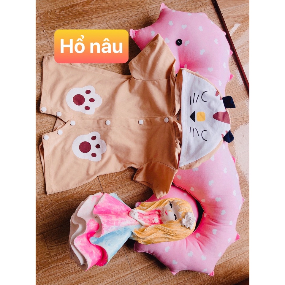 Body thú cho bé- mèo nâu cộc tay